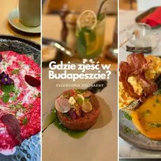 Kolorowe dania i napoje, które zainspirują Cię, co zjeść w Budapeszcie. Pyszny tatar, risotto i śniadanie z bekonem.